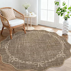 GarveeHome Scalloped Bow Rug for Living Room, 5ft Round Rugs Washable Solid - Image 2