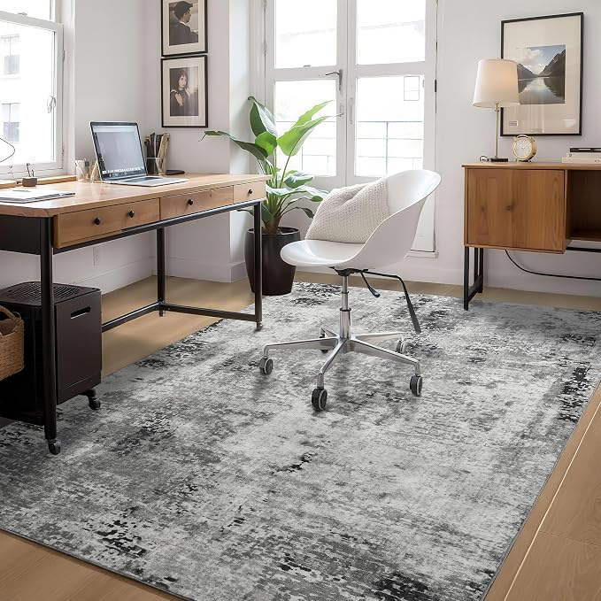 Ompaa Living Room Rug 5x8 Gray Area Rug Machine Washable Boho Rug Non Slip - Image 3