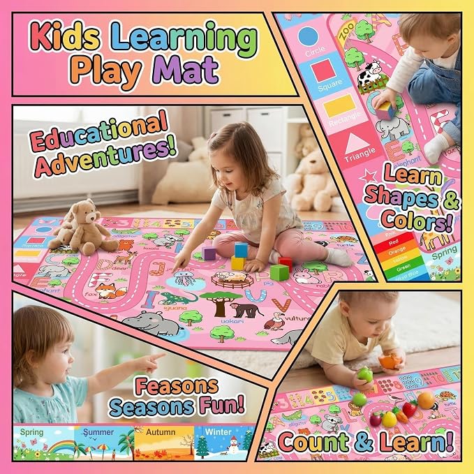 Kids Rugs for Playroom 4.5x6 Feet, Educational ABC Rug, Alphabet Number Animal - Image 4
