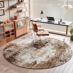 Brown Round Area Rugs 4ft Washable Circle Rug - Image 2