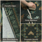 JTJ Botanical Insect Kitchen Rug Set of 3, Dark Green Nature Inspired Floor Mats - Image 3