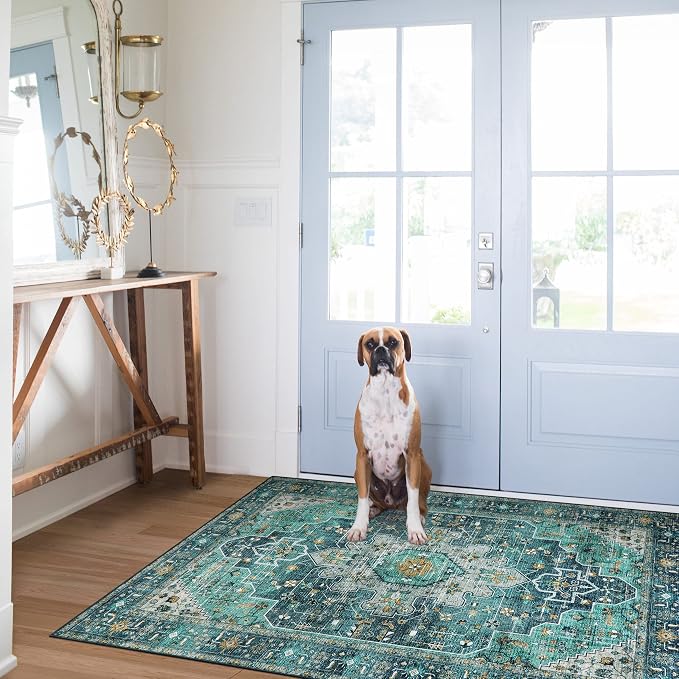 Moynesa Ultra-Thin Washable Vintage Area Rug - Image 6