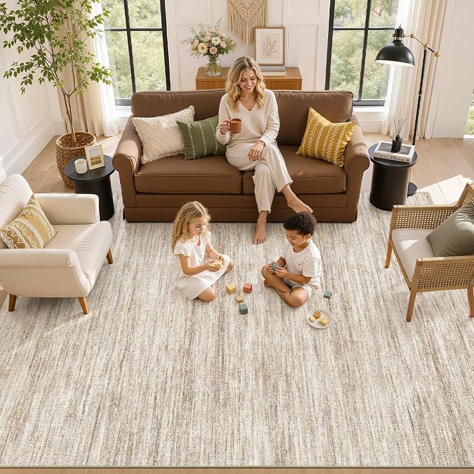 Nakagishi 7X9 Area Rugs Living Room: Washable Large Vintage Rug Neutral - Image 8