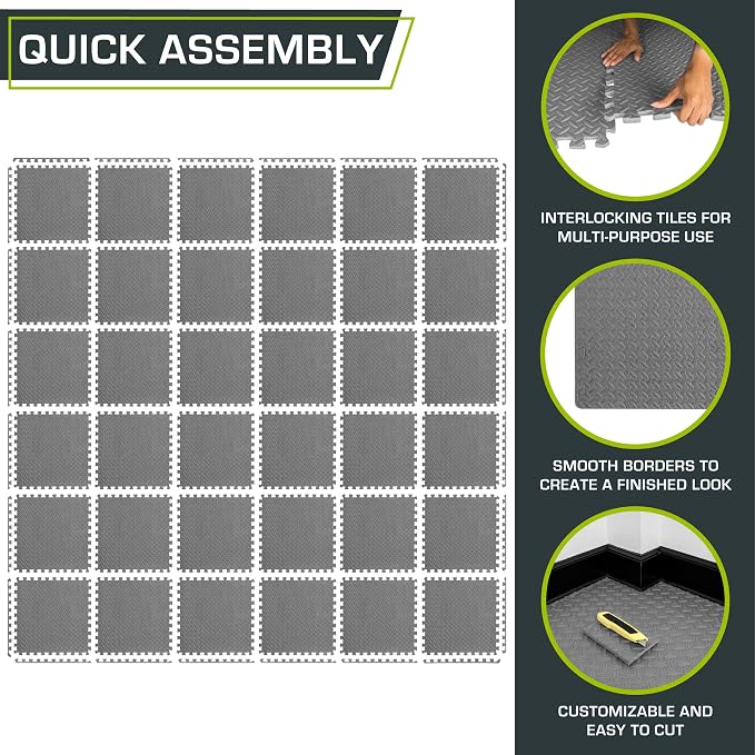 ProsourceFit Exercise Puzzle Mat ½-inch, EVA Interlocking Foam Floor Tiles - Image 7