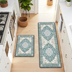 Boho Kitchen Mats for Floor 2 Piece Set Anti Fatigue Cushioned PVC Kitchen Rugs - Image 8