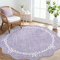 GarveeHome Scalloped Bow Rug for Living Room, 6ft Round Rugs Washable Solid by GarveeHome