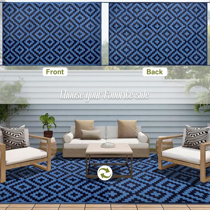 SAND MINE Reversible Mats, Plastic Straw Rug, Modern Area Rug, Large Floor Mat - Image 3