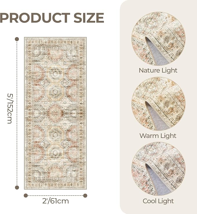2x5 Rug Runner Washable for Entryway, Soft Bathroom Rugs - Image 2