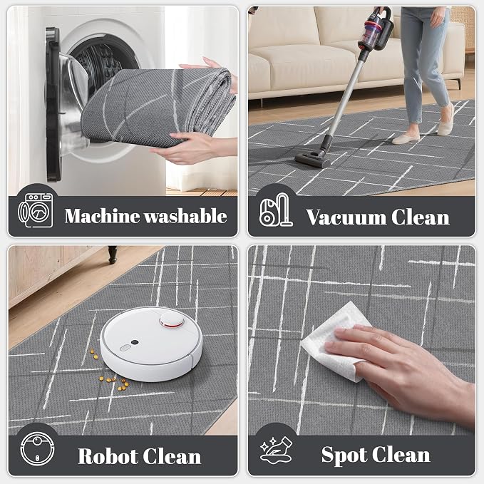 Kitchen Rugs Ultra Non-Slip 2.6x12 Washable Runner Rug Modern Tear and Stain - Image 5