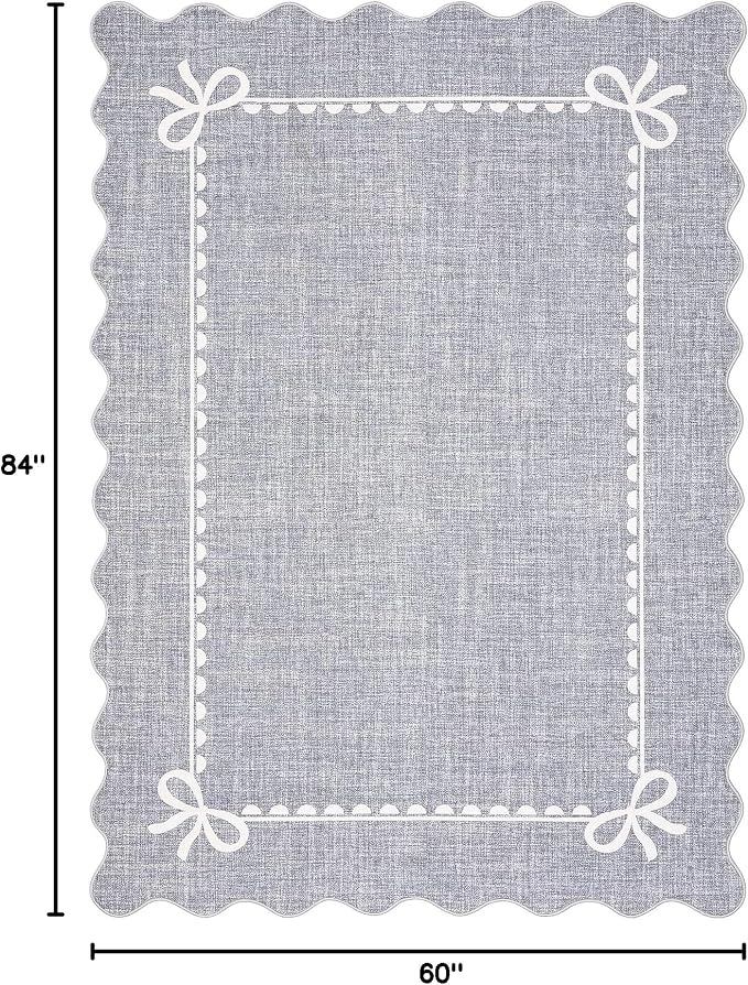 GarveeHome Scalloped Bow Rug for Living Room, Solid Grey Rug for Dorm, Washable - Image 2