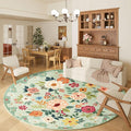 DUKINO Floral Round Rug, 6ft Washable Circle Rug, Non Slip Indoor Low Pile by DUKINO