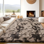 9x12 Tie-Dyed Brown Area Rugs for Living Room, Large Fluffy Shag Rug for - Image 3