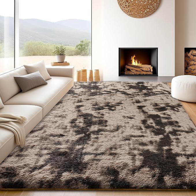 8x10 Tie-Dyed Brown Area Rugs for Living Room, Large Fluffy Shag Rug for - Image 2