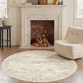 Soalmost 6x6 Beige Round Rug 6ft Living Room Circle Rug Vintage Round Area Rug by Soalmost
