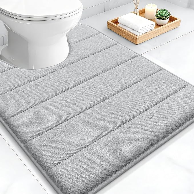 OLANLY Memory Foam Toilet Rugs U Shaped 24x20, Super Soft Absorbent Contour by OLANLY