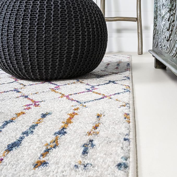 JONATHAN Y Boho Vintage Diamond Cream/Multi Indoor Area Rug 5X8 ft, Moroccan - Image 7