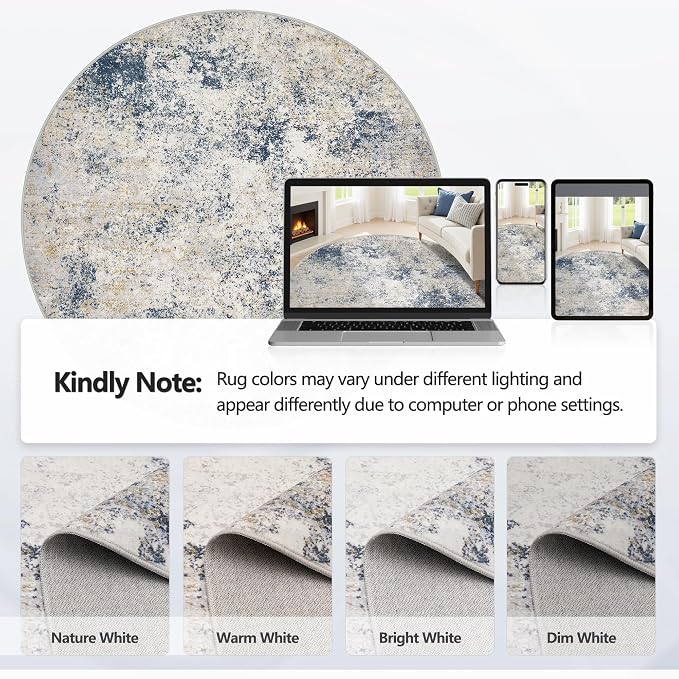 8ft Washable Round Rug - Image 8