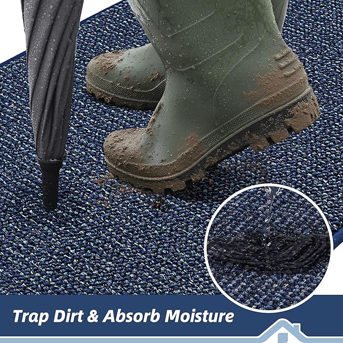 BEQHAUSE Dirt Trapper Door Mat 24" x 36" Half Circle Non-Slip Washable Doormats - Image 3