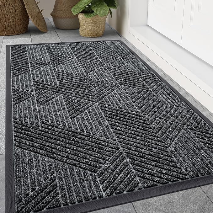 Smiry Front Door Mat Outside Entrance, Heavy Duty Sturdy Natural Rubber Doormat by Smiry