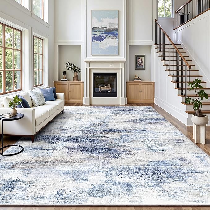 8x10 Area Rugs, Abstract Morden Soft Washable Rug, Non-Slip Low Pile Rugs by Yarooge