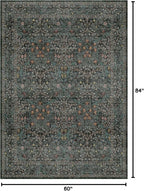 Dark Green Floral Living Room Rug 5x7 Area Rug - Image 2