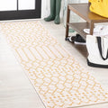 JONATHAN Y Moroccan Geometric Indoor Outdoor Runner Rug 2X8 Cream/Yellow by JONATHANY