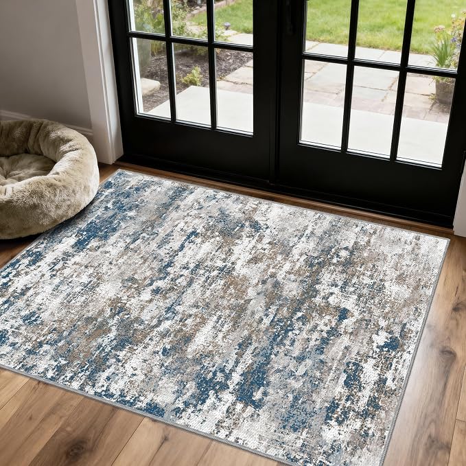 3x5 Area Rug Washable Entryway Rug Non Slip Abstract Tear and Stain Resistance - Image 8
