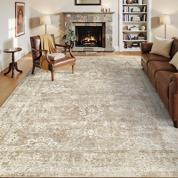 Madane 5x7 Area Rugs for Living Room, Washable Vintage Neutral Rug - Image 2