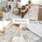 3x7 Washable Non-Slip Kitchen Runner Rug – Modern Abstract Neutral Beige & Gray - Image 4