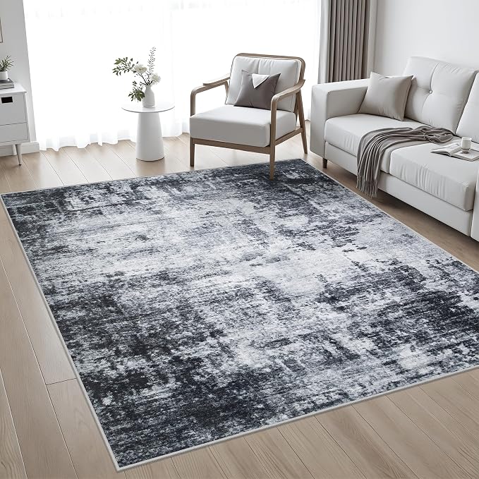5x5 Area Rug Living Room Rug: Washable Modern Abstract Soft Thin Rug Indoor - Image 2