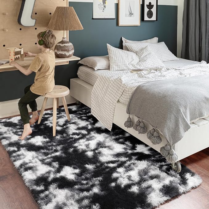 Amdrebio Black White Grey Cool Area Rugs - Image 3