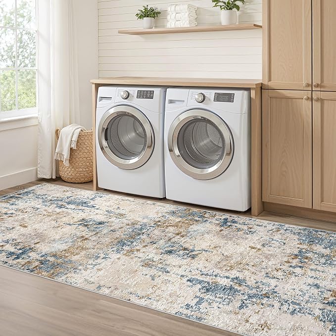 Runner Rug Kitchen Washable Rugs: 3x10 Non-Slip Abstract Soft Modern Stain - Image 7