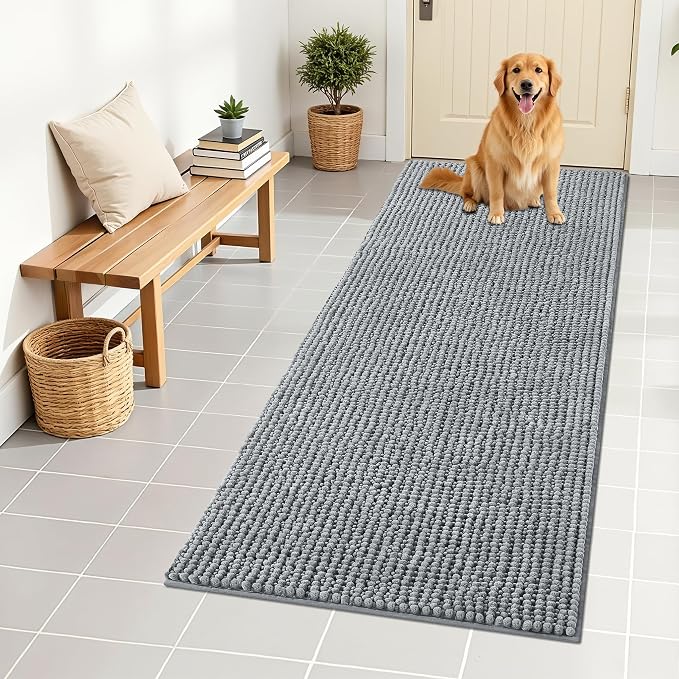 OLANLY Dog Door Mat for Muddy Paws 59x24, Ultra Absorbent Chenille Mud Doormat by OLANLY
