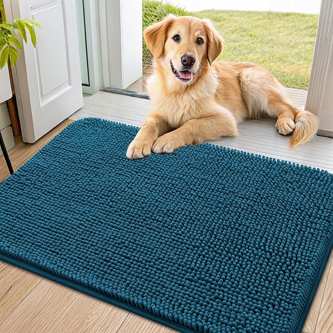 Smiry Dog Door Mat for Muddy Paws 34x21, Absorbent Dirt Trapper, Non-Slip by Smiry