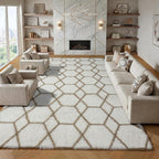 ONASAR 8x10 Area Rugs for Living Room, Fluffy White and Beige Bedroom Rug by ONASAR