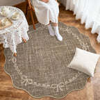 GarveeHome Scalloped Bow Rug for Living Room, 5ft Round Rugs Washable Solid - Image 3