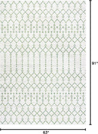 JONATHAN Y Moroccan Geometric Indoor Outdoor Area Rug 5X8 Green/Ivory, Ourika - Image 2