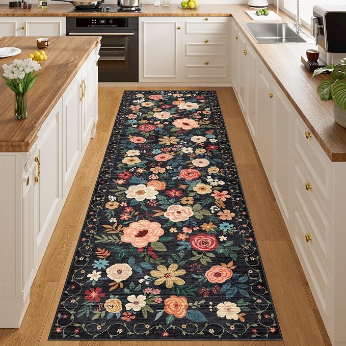 DUKINO 3x10 Runner Rug for Hallway, Washable Kitchen Floral Runner Rug - Image 7