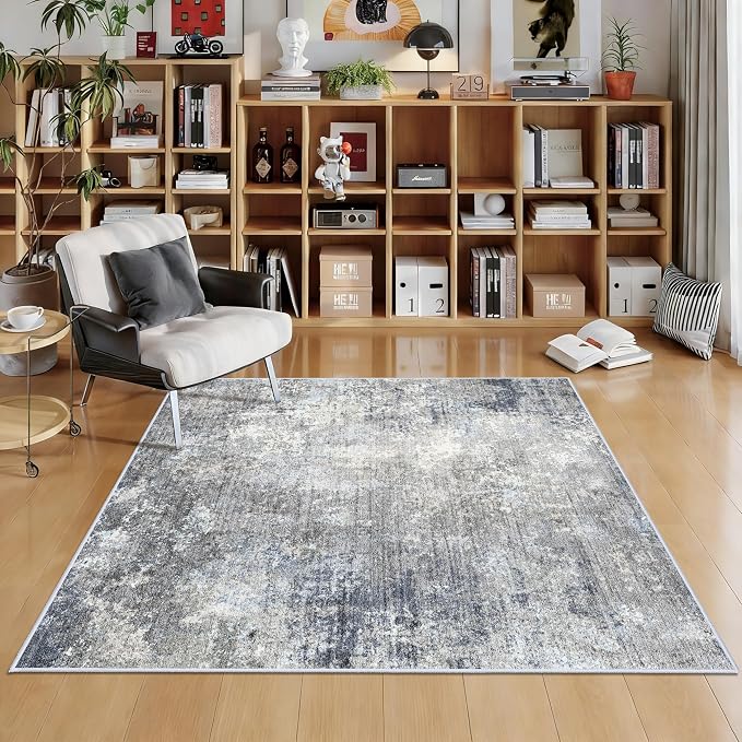 5x5 Rug Square for Living Room – Machine Washable Non-Slip Area Rug for Kitchen by BYYVOORugsforYourHome