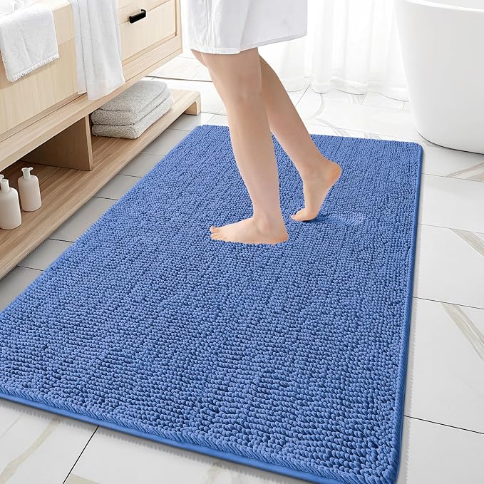 OLANLY Large Bathroom Rugs 59x35, Soft Absorbent Chenille Bath Rugs, Rubber by OLANLY