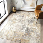 3X5 Rug Washable Area Rugs: Abstract Modern Soft Stain Resistant Indoor Floor by LOONGRUG