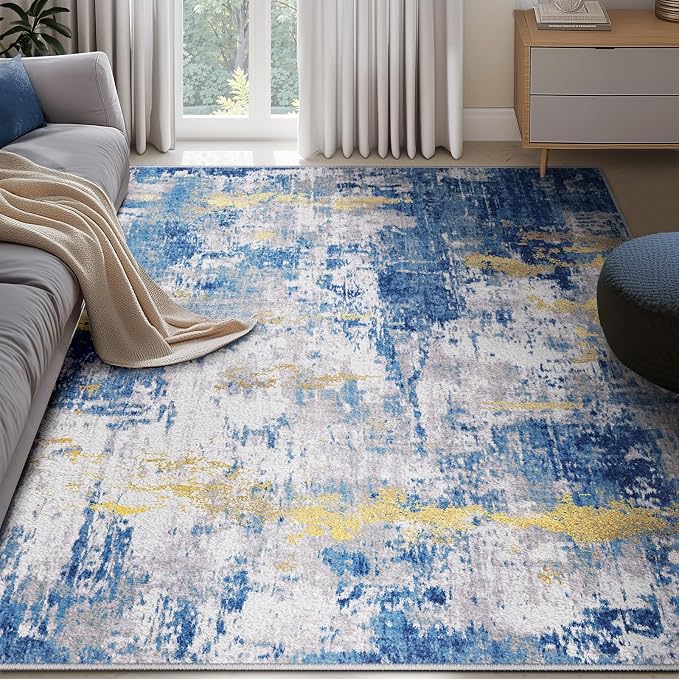 RELEANY Washable Area Rugs 6'x9' Non-Slip Modern Abstract Soft - Image 2