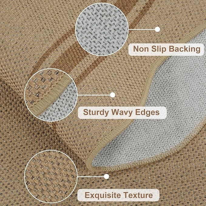 6x9 Scalloped Rug Easy Jute Washable Outdoor Patio Rug - Image 4