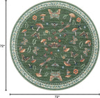 Mushroom Insect 6ft Round Rug Washable Non-Slip Soft Ultra-Thin Boho Circle - Image 2