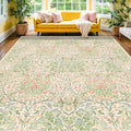 Vintage Washable Beige Green 10x14 Rug by HazoHaus