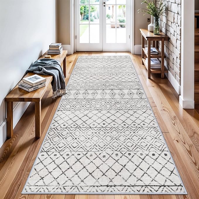 Moroccan 3x8 Runner Rug Hallway: Washable Farmhouse Runners by BYYVOORugsforYourHome