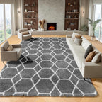ONASAR Large Area Rugs for Living Room, 7x10 Grey and White Rug, Moroccan Thick - Image 2