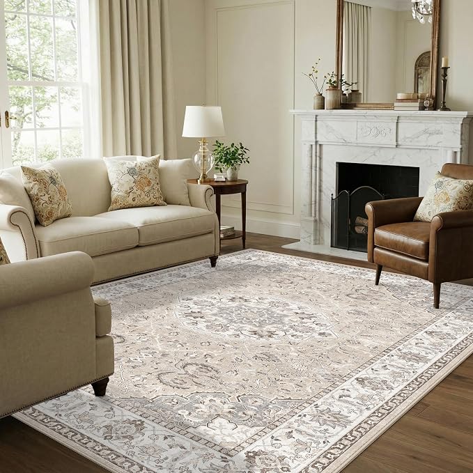 Living Room 6x9 Area Rugs: Farmhouse Washable Ultra Soft Carpet by HYHAOYUNLAI