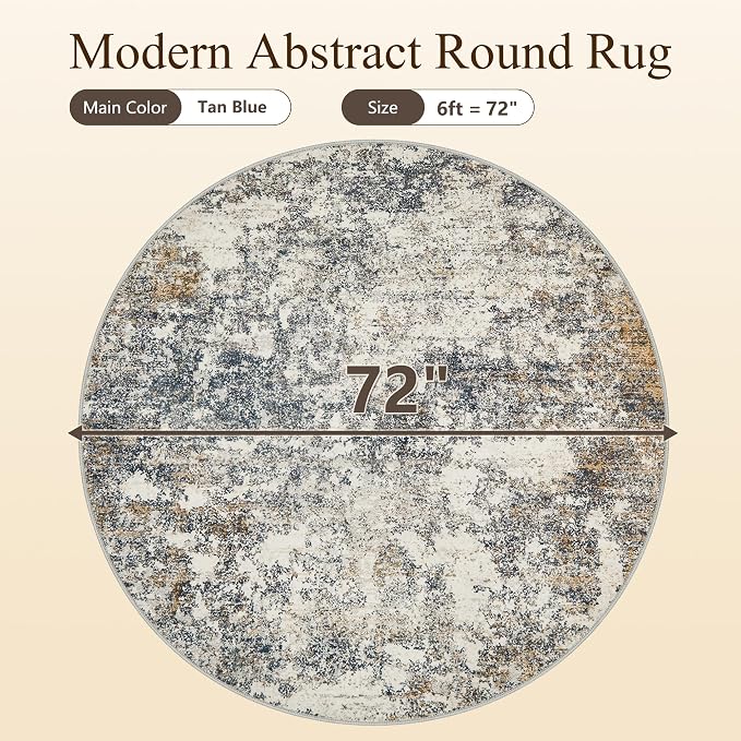 6ft Washable Round Rug - Image 9
