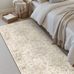 2x4 Washable Neutral Runner Rug Beige Vintage Hallway Kitchen Carpet Non-Slip - Image 3